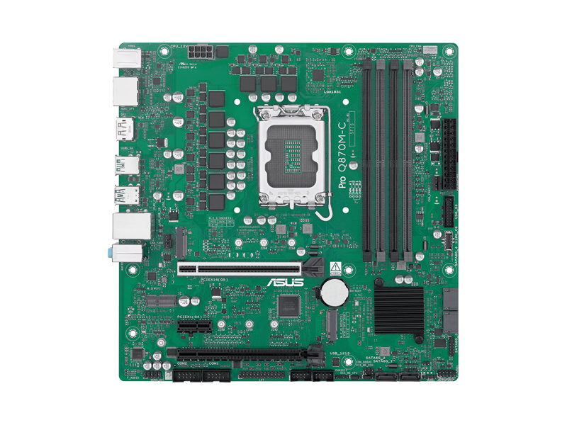 90MB1KEP-M0EAYC Материнская плата ASUS PRO Q870M-C-CSM/ microATX/ Intel Core Ultra S2/ Q870 LGA1851/ 4xDIMM DDR5/ 4xSATA 6G/ 2xM.2 2242/ 2260/ 2280/ PCI-E Gen4/ PCI-E Gen4 x4/ x16/ PCI-E Gen5 x16/ 10xUSB/ HDMI/ 2xDP/ RJ45