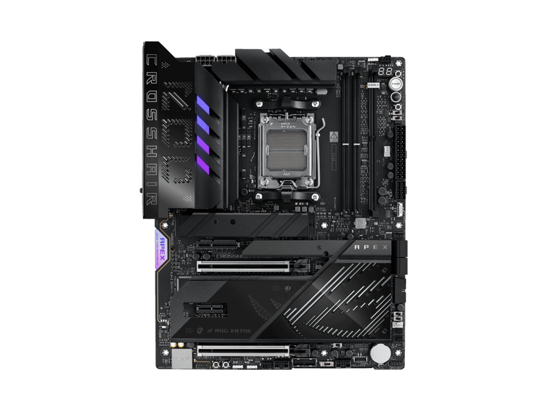 	90MB1KR0-MVAAY0  Материнская плата ASUS ROG CROSSHAIR X870E APEX/ ATX/ AMD Ryzen 7000/ 8000/ 9000/ X870 AM5/ 2xDIMM DDR5 8200 MHz max/ 4xSATA 6G/ 5x M.2 2230/ 2242/ 2260/ 2280/ 22110/ PCI-E Gen3/ PCI-E Gen4 x4/ 2xPCI-E Gen4 x16/ 2xPCI-E Gen5 x16/ 11xUSB/ 5xUSB-C/ RJ45