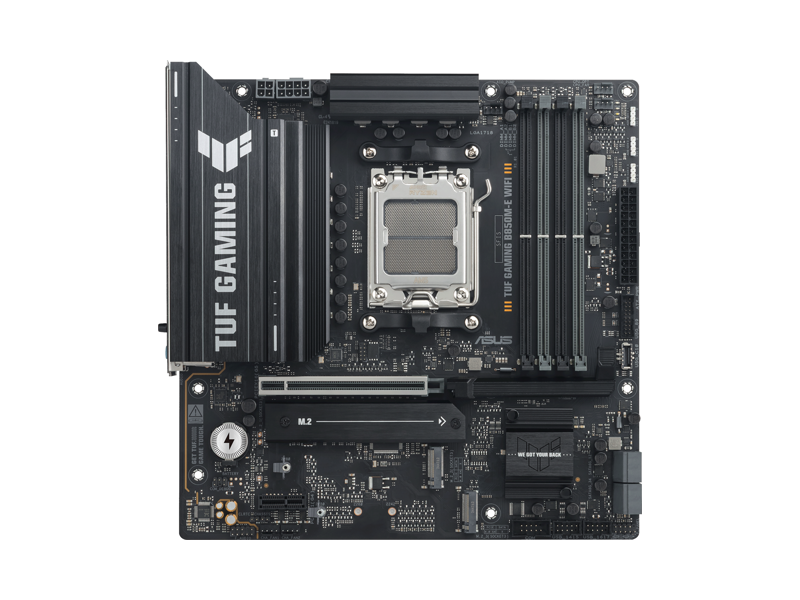90MB1LS0-M0EAY0  Материнская плата ASUS TUF GAMING B850M-E WIFI/ microATX/ AMD Ryzen 7000/ 8000/ 9000/ B850 AM5/ 4xDIMM DDR5/ 4xSATA 6G/ 3xM.2 2242/ 2260/ 2280/ PCI-E Gen4/ PCI-E Gen4 x4/ x8/ x16/ PCI-E Gen5 x16/ Wi-Fi/ BT/ 11xUSB/ USB-C/ HDMI/ 2xDP/ RJ45