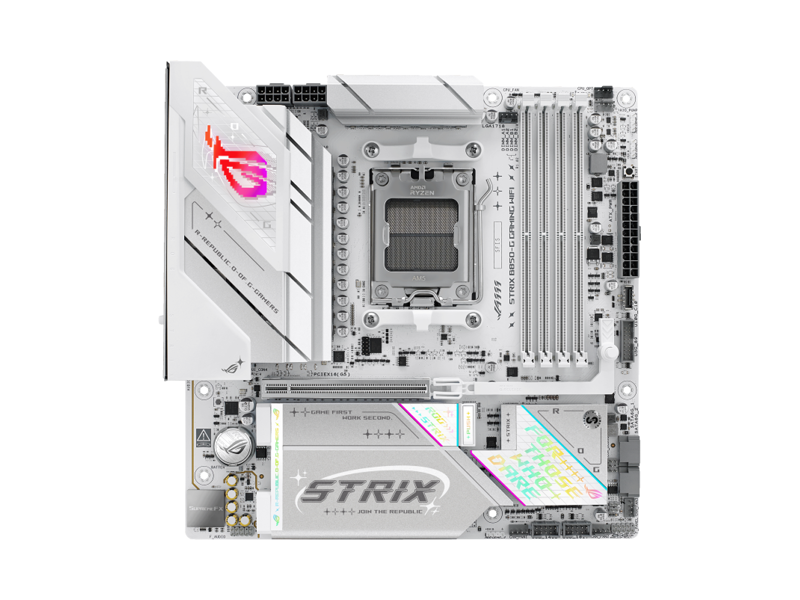 90MB1M30-M0EAY0  Материнская плата ASUS ROG STRIX B850-G GAMING WIFI/ microATX/ AMD Ryzen 7000/ 8000/ 9000/ B850 AM5/ 4xDIMM DDR5/ 2xSATA 6G/ 4xM.2 2242/ 2260/ 2280/ PCI-E Gen4 x4/ x8/ PCI-E Gen5 x16/ Wi-Fi/ BT/ 12xUSB/ 3xUSB-C/ HDMI/ DP/ RJ45