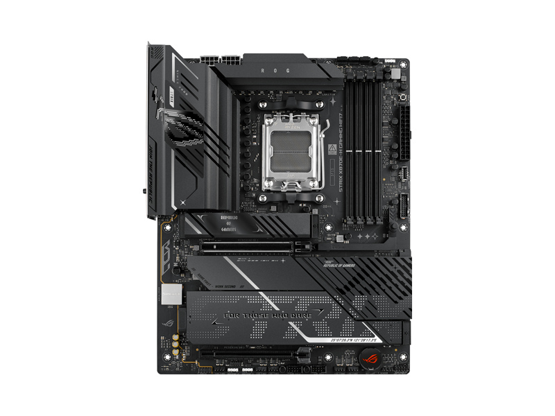 90MB1M90-M0EAY0  Материнская плата ASUS ROG STRIX X870E-H GAMING WIFI7/ ATX/ AMD Ryzen 7000/ 8000/ 9000/ 4xDIMM DDR5/ X870 AM5/ 4xSATA 6G/ 4xM.2 2242/ 2260/ 2280/ 22110/ PCI-E Gen4 x4/ x16/ PCI-E Gen4 x4/ x8/ x16/ PCI-E Gen5 x16/ Wi-Fi/ BT/ 14xUSB/ 3xUSB-C/ HDMI/ 2xDP/ RJ