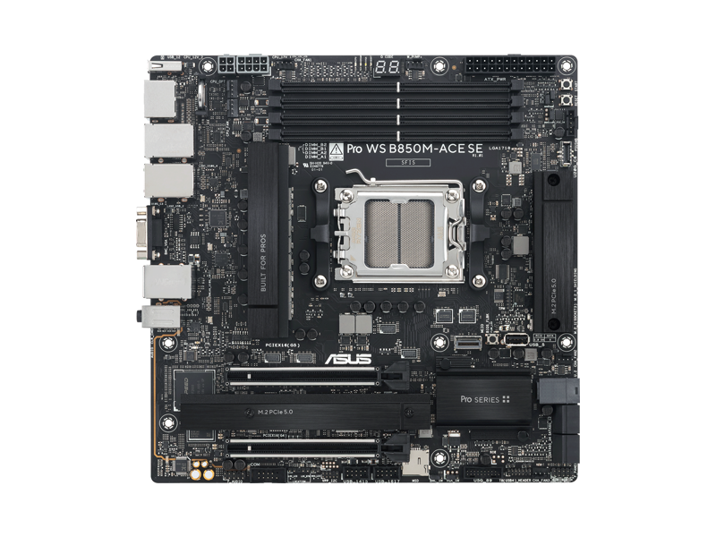 90MB1MN0-M0EAY0  Материнская плата ASUS PRO WS B850M-ACE SE/ microATX/ AMD Ryzen 7000/ 8000/ 9000/ 4xDIMM DDR5/ B850 AM5/ 4xSATA 6G/ 2xM.2 2280/ PCI-E Gen4 x4/ x16/ PCI-E Gen4 x4/ x8/ x16/ PCI-E Gen5 x16/ 9xUSB/ 3xUSB-C/ HDMI/ DP/ RJ45