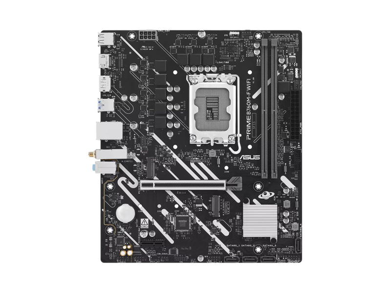 90MB1N00-M0EAY0  Материнская плата Asus PRIME B760M-F WIFI/ microATX/ Intel Celeron/ Pentium Gold/ Core 12/ 13/ 14th Gen/ 2xDIMM DDR5 5600 MHz/ B760 LGA1700/ 4xSATA 6G/ 2xM.2 2242/ 2260/ 2280/ PCI-E Gen4/ PCI-E Gen5 x16/ Wi-Fi/ BT/ 8xUSB/ HDMI/ DP/ RJ45