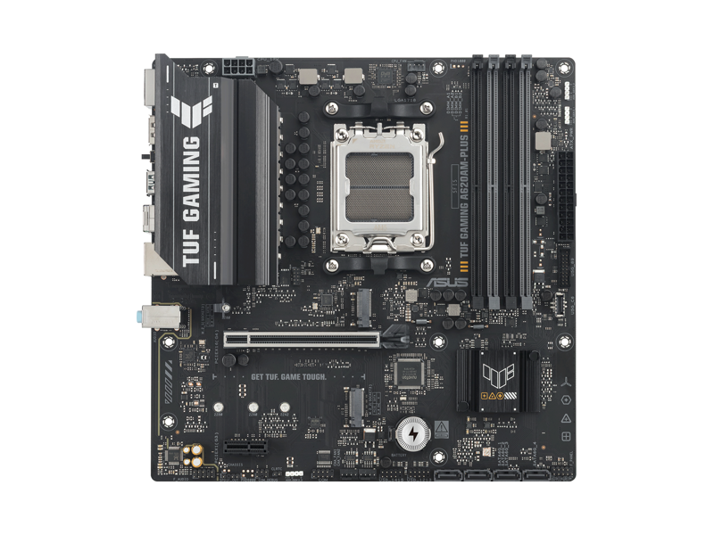 90MB1N30-M0EAY0  Материнская плата ASUS TUF GAMING A620AM-PLUS/ microATX/ AMD Ryzen 7000/ 8000/ 9000/ 4xDIMM DDR5/ A620 AM5/ 4xSATA 6G/ 2xM.2/ PCI-E Gen3/ PCI-E Gen4 x4/ x8/ x16/ 8xUSB/ 2xUSB-C/ HDMI/ 2xDP/ RJ45
