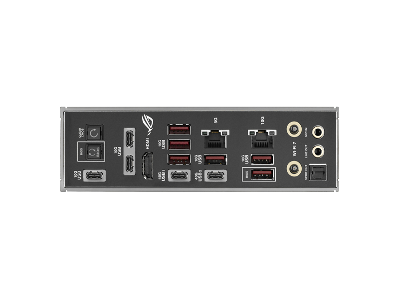 90MB1NT0-M0EAY0  Материнская плата ASUS ROG CROSSHAIR X870E DARK HERO/ ATX/ AMD Ryzen 7000/ 8000/ 9000/ 4xDIMM DDR5/ X870 AM5/ 4xSATA 6G/ 5xM.2 2242/ 2260/ 2280/ 22110/ 2xPCI-E Gen4 x16/ 2xPCI-E Gen5 x16/ Wi-Fi/ BT/ 11xUSB/ 6xUSB-C/ HDMI/ DP/ RJ45 1