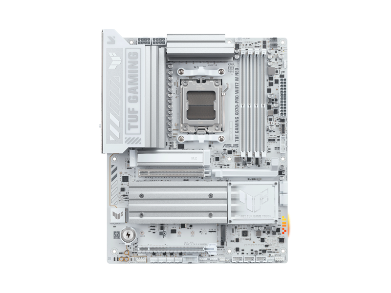 90MB1NY0-M0EAY0  Материнская плата ASUS TUF GAMING X870-PRO WIFI7 W NEO/ ATX/ AMD Ryzen 7000/ 8000/ 9000/ 4xDIMM DDR5/ X870 AM5/ 2xSATA 6G/ 4xM.2 2242/ 2260/ 2280/ 22110/ PCI-E Gen4 x4/ x16/ PCI-E Gen4 x4/ x8/ x16/ PCI-E Gen5 x16/ Wi-Fi/ BT/ 13xUSB/ 2xUSB-C/ HDMI/ DP/ RJ4