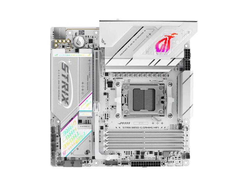 ROG STRIX B850-G GAMING WIFI  Материнская плата ASUS ROG STRIX B850-G GAMING WIFI/ microATX/ AMD Ryzen 7000/ 8000/ 9000/ B850 AM5/ 4xDIMM DDR5/ 2xSATA 6G/ 4xM.2 2242/ 2260/ 2280/ PCI-E Gen4 x4/ x8/ PCI-E Gen5 x16/ Wi-Fi/ BT/ 12xUSB/ 3xUSB-C/ HDMI/ DP/ RJ45