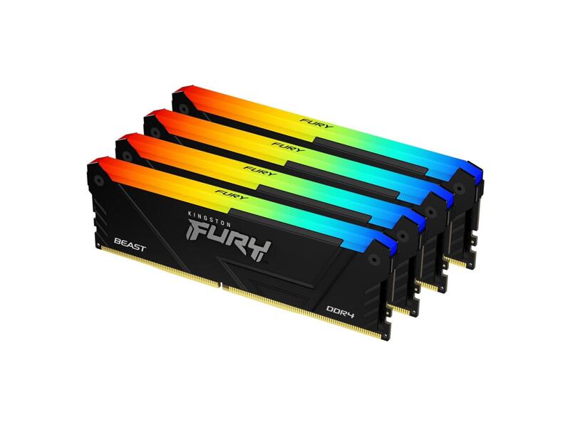 KF432C16BB2AK4/64  Kingston DIMM DDR4 64GB Kit(4x16GB) 3200MHz(PC4-25600) CL16 FURY Beast RGB