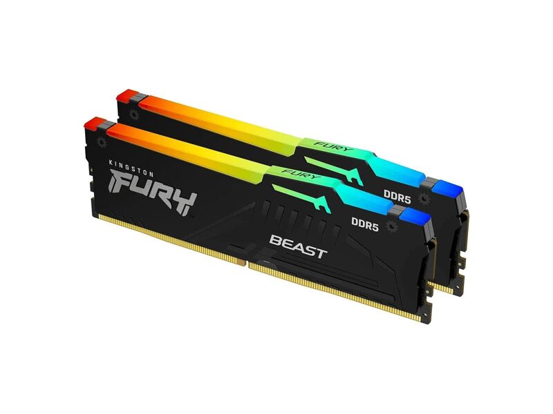 KF552C36BBEAK2-32  Kingston DIMM DDR5 32GB Kit(2x16GB) 5200MHz (PC5-41600) Fury Beast Expo RGB RTL Gaming с радиатором Ret 1.25V