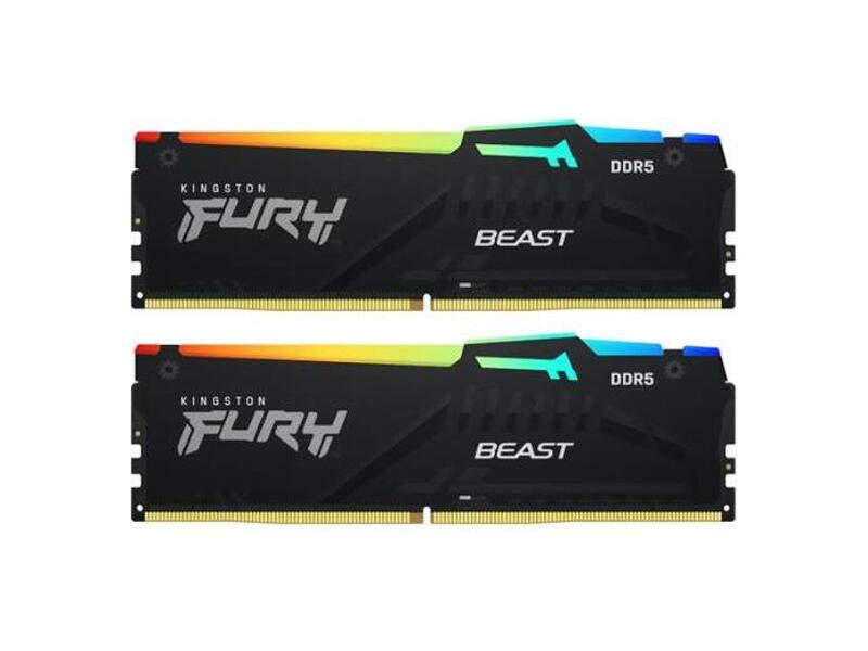 KF556C36BBEAK2-32  Kingston DDR5 2x16GB 5600MHz KF556C36BBEAK2-32 Fury Beast Expo RGB RTL Gaming PC5-44800 CL36 DIMM 288-pin 1.25В kit single rank с радиатором Ret