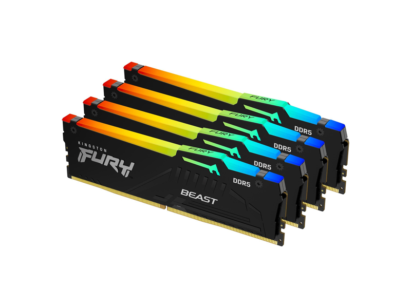 KF556C40BBAK4-128  Kingston DIMM DDR5 128GB Kit(4x32GB) 5600MHz (PC5-44800) Fury Beast Black RGB RTL Gaming с радиатором Ret 1.25V