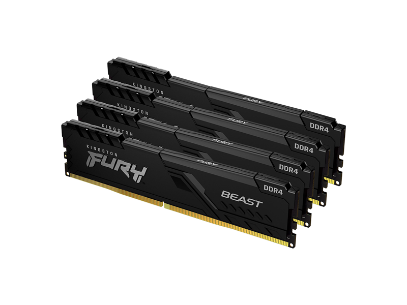 KF426C16BBK4/64  Kingston DIMM DDR4 64GB Kit(4x16GB) 2666MHz(PC4-21300) FURY Beast Black