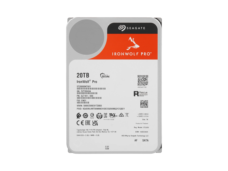 ST20000NT001  HDD Seagate 20TB 3.5'' SATA12G 7200rpm 256Mb Ironwolf Pro 512E