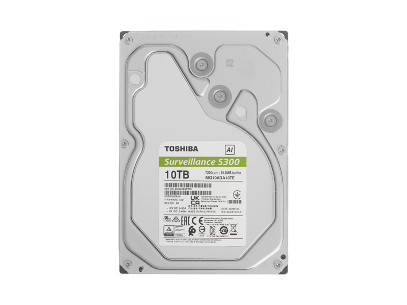 MG10ADA10TE-V  HDD Toshiba S300 AI Video Surveillance 10TB 3.5'' SATA 6G 7200rpm 512MB