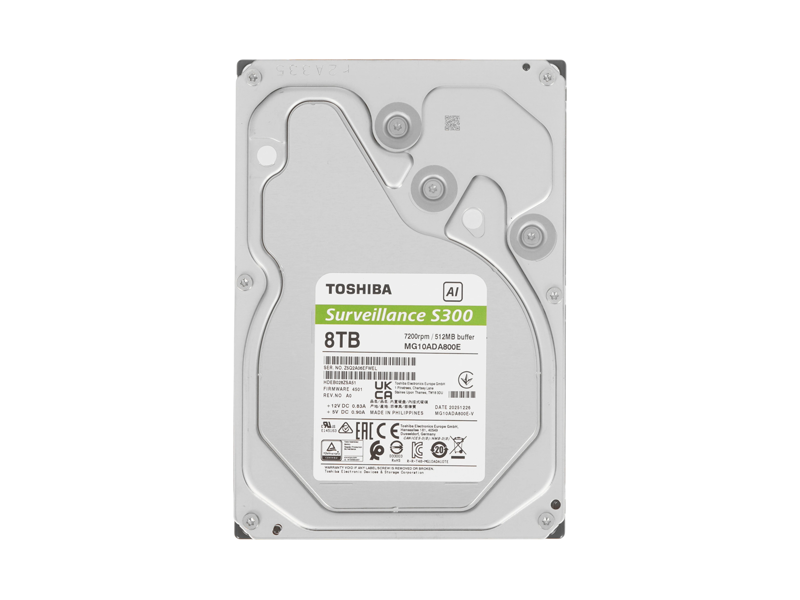 MG10ADA800E-V  HDD Toshiba S300 AI Video Surveillance 8TB 3.5'' SATA 6G 7200rpm 512MB