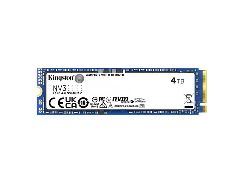 SNV3S/4000G  Kingston SSD 4TB M.2(22x80mm) NVMe PCIe 4.0 x4 R/ W 6000/ 5000MB/ s, TBW 1280, DWPD 0.3