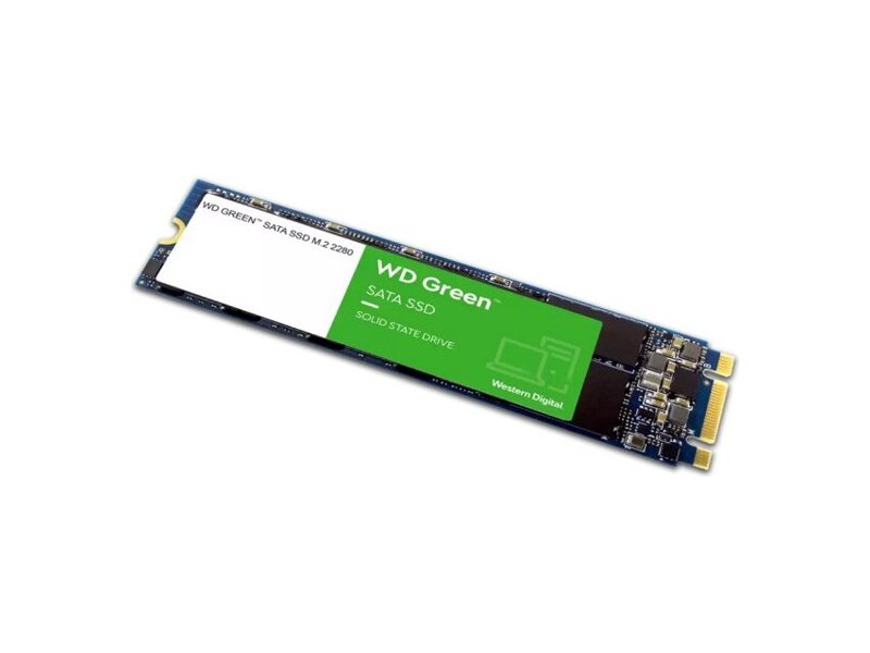 WDS480G3G0B  WD SSD Green, 480GB, M.2(22x80mm), SATA3, 3D TLC, R/ W 545/ н.д., IOPs н.д./ н.д., TBW н.д., DWPD н.д.