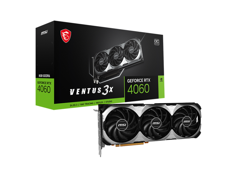 GeForce-RTX-4060-VENTUS-2X-BLACK-8G  Видеокарта MSI GeForce RTX 4060 MSI 8Gb (RTX 4060 VENTUS 2X BLACK 8G OC)
