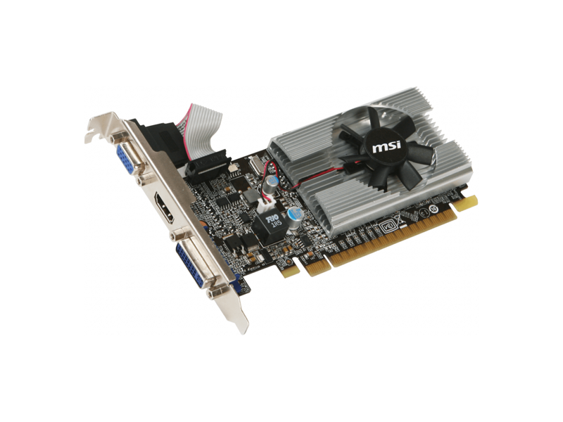 N210-1GD3/LP  Видеокарта MSI GeForce 210 1 Гб DDR3 64 бит PCIE 2.0 16x Memory 1000 МГц GPU 589 МГц 1xРазъем 15pin D-sub 1xВыход DVI-D 1xВыход HDMI N210-1GD3/ LP 1
