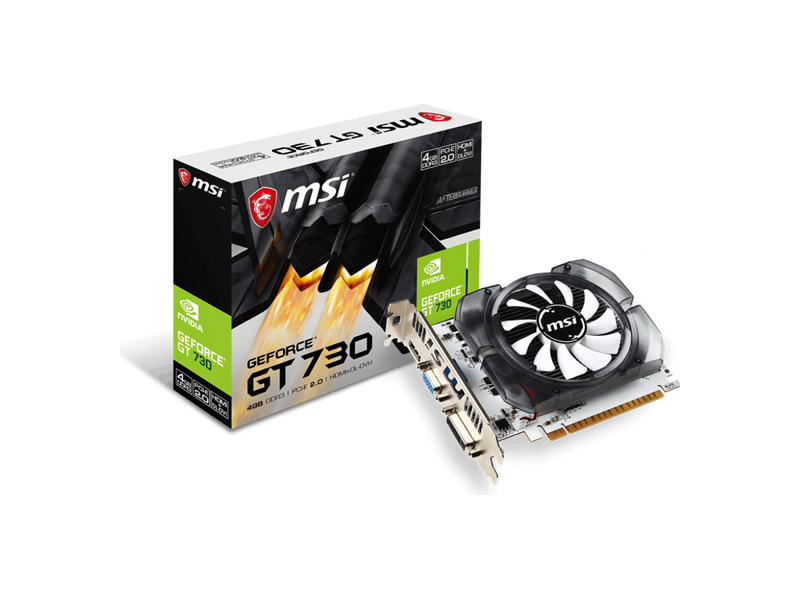 N730-4GD3V2  Видеокарта MSI PCI-E N730-4GD3V2 nVidia GeForce GT 730 4096Mb 128bit DDR3 700/ 1000 DVIx1/ HDMIx1/ CRTx1/ HDCP Ret