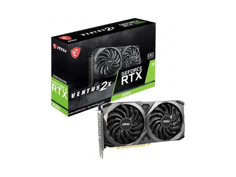 RTX 3060 VENTUS 2X 12G OC  Видеокарта MSI RTX 3060 VENTUS 2X 12G OC NVIDIA GeForce RTX 3060 12GB 192bit GDDR6 PCI-E Gen4 HDMI 3xDP