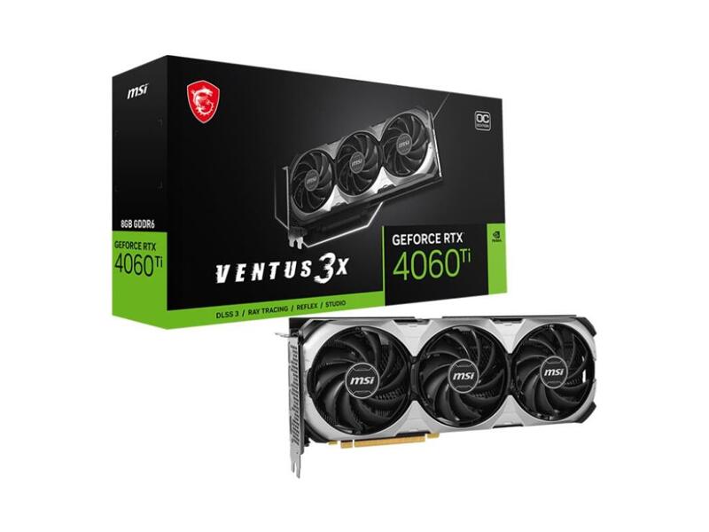 RTX-4060-VENTUS-3X-8G-OC  Видеокарта MSI 8 Гб GDDR6 128 бит PCIE 4.0 16x GPU 1830 МГц 3x HDMI 1x DisplayPort RTX4060VENTUS3X8GOC