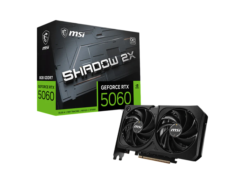 RTX 5060 8G SHADOW 2X OC MAX  Видеокарта MSI GeForce RTX 5060 8G SHADOW 2X OC NVIDIA GeForce RTX 5060 8GB 128bit GDDR7 PCI-E Gen5 HDMI 3xDP
