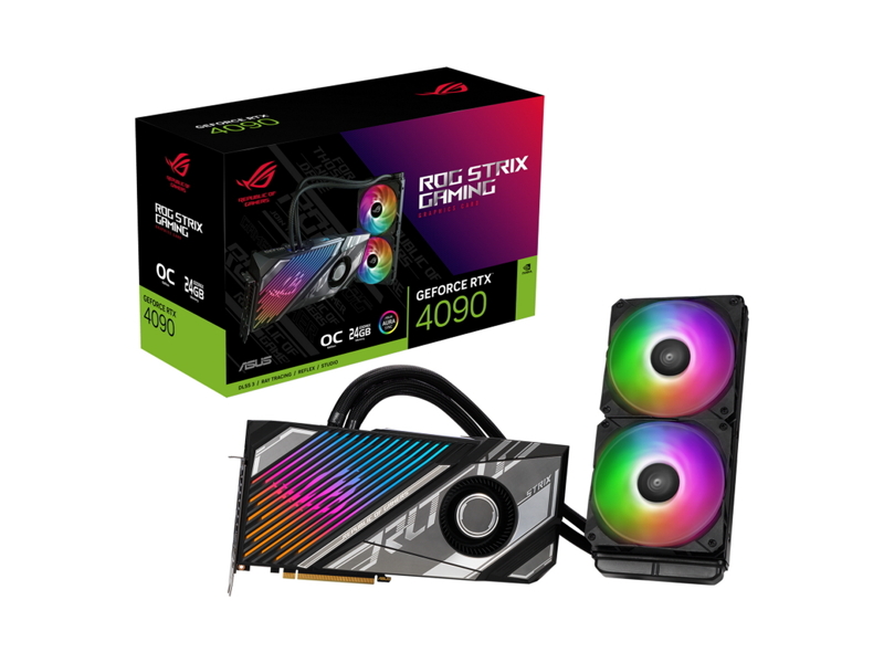 90YV0IY0-M0NA00  Видеокарта Asus ROG-STRIX-LC-RTX4090-O24G-GAMING/ RTX4090, HDMI*2, DP*3, 24G, D6X