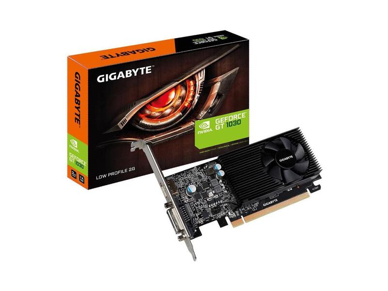 GV-N1030D5-2GL  Видеокарта Gigabyte PCI-E GV-N1030D5-2GL nVidia GeForce GT 1030 2048Mb 64bit GDDR5 1227/ 6008 DVIx1/ HDMIx1/ HDCP Ret low profile