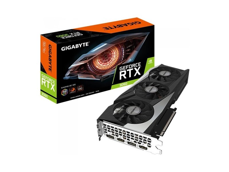 GV-N3060GAMING OC-12GD 2.0  Видеокарта GIGABYTE GeForce RTX 3060 GAMING OC 12G GeForce RTX 3060 12GB 192bit GDDR6 PCI-E Gen4 2xHDMI 2xDP