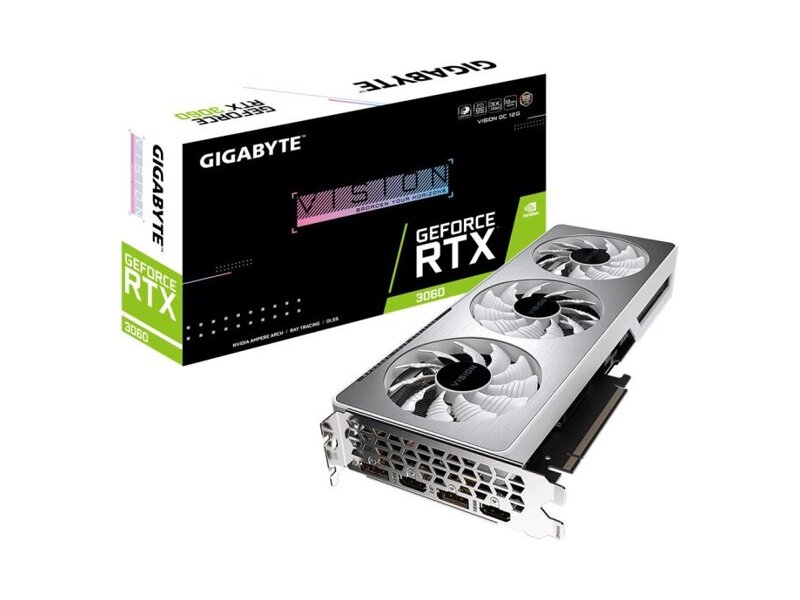 GV-N3060VISION OC-12GD 2.0  Видеокарта Gigabyte RTX3060 VISION OC GeForce RTX 3060 12GB 192bit GDDR6 PCI-E Gen4 2xHDMI 2xDP