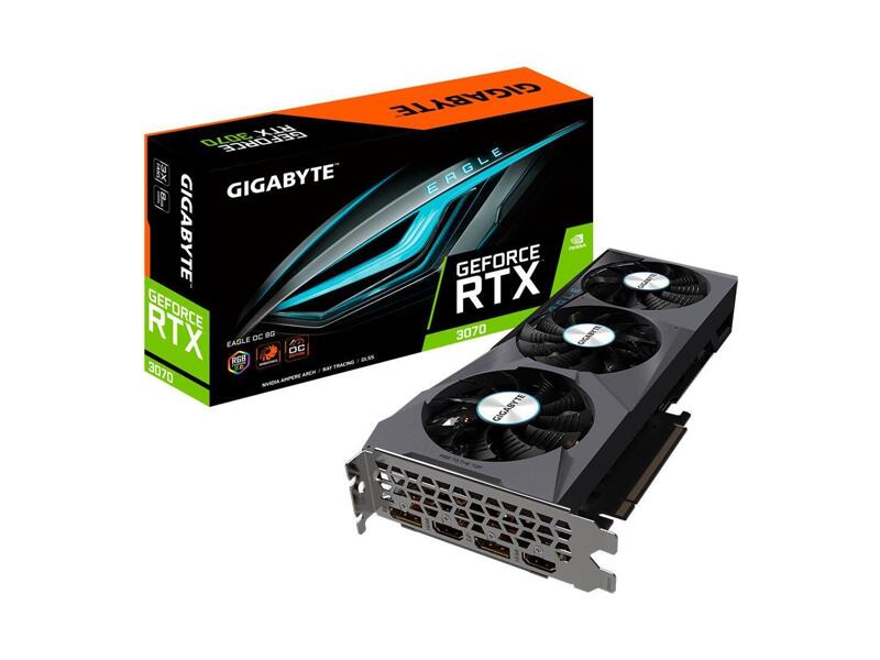 GV-N3070EAGLE OC-8GD 2.0  Видеокарта GIGABYTE GeForce RTX 3070 EAGLE OC GeForce RTX 3070 8GB 256bit GDDR6 PCI-E Gen4 2xHDMI 2xDP