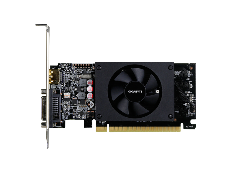 GV-N710D5-2GL  Видеокарта Gigabyte PCI-E GV-N710D5-2GL nVidia GeForce GT 710 2048Mb 64bit GDDR5 954/ 5010 DVIx1/ HDMIx1/ HDCP Ret low profile 2