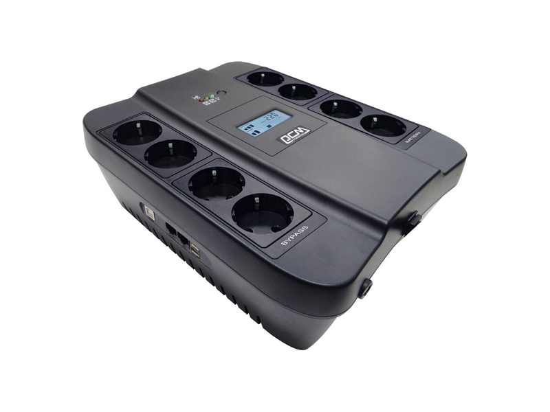 1138694  UPS Powercom Back-UPS SPIDER SPD-1100U LCD 1100VA/ 605W 8xSchuko outlets (4 surge & 4 batt), black