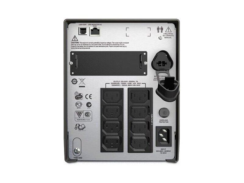 SMT1000I  ИБП APC Smart-UPS 1000VA/ 700W, 230V, Line-Interactive, LCD, 8xC13 (4-Switched), SmartSlot, USB, HS User Replaceable Bat, Black 1