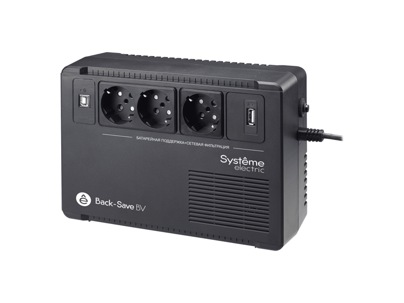 BVSE800RS UPS Systeme Electric Back-Save, 800VA/ 480W, 230V, Line-Interactive, AVR, 3xSchuko, USB charge(type A), USB