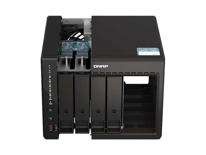 TS-453E-8G  СХД QNAP TS-453E-8G/ 8GB/ 4 x 3.5''/ 2.5'' SATA 6G/ NO M.2 SSD/ 2 x M.2 2280 PCI-E Gen 3 x2/ 2xUSB/ 2xHDMI/ 2x2.5G/ 1G/ 100M/ 10M 2