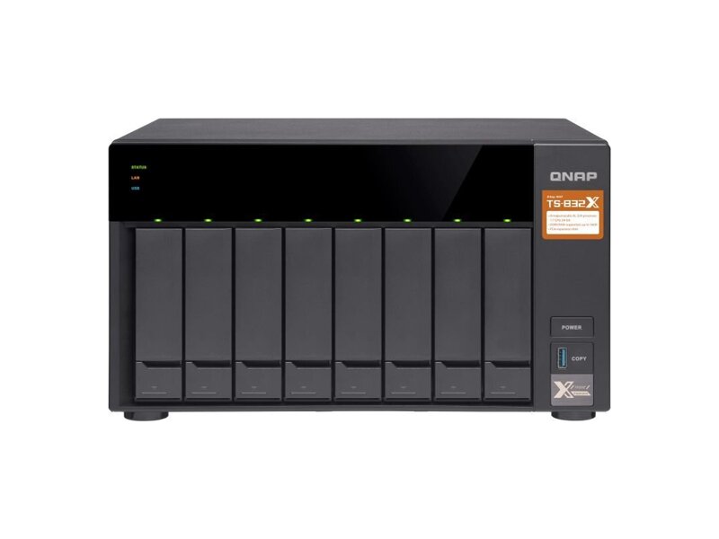TS-832X-2G  Сетевое хранилище SMB QNAP TS-832X-2G 2U/ 8x3.5''/ 2.5'' SATA 6G, 2GB , 4xUSB, 2x 10GbE SFP+ LAN, 2x 2.5 GbE LAN