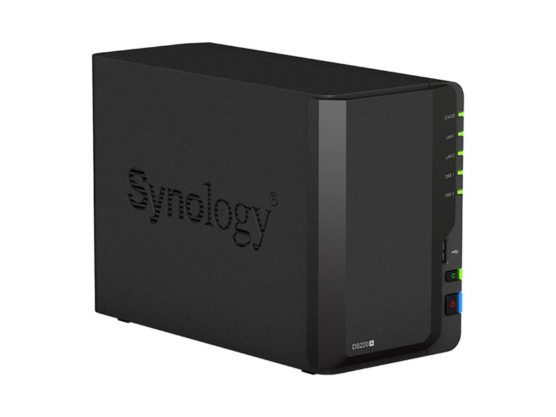 DS220+  Synology DS220+ DC 2, 0GhzCPU/ 2GB(upto6)/ RAID0, 1/ up to 2HDDs SATA(3, 5'' 2, 5'')/ 2xUSB3.0/ 2GigEth/ iSCSI/ 2xIPcam(up to 25)/ 1xPS / 2YW (repl DS218+)