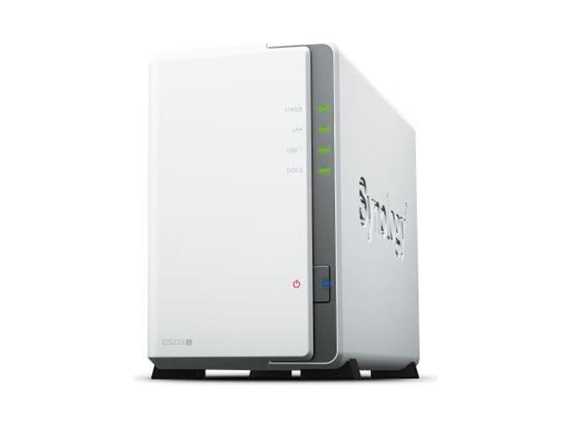 DS223j  СХД Synology DS223j QC1, 7Ghz/ 1Gb DDR4/ RAID0, 1, JBOD/ upto 2HDDs SATA(3, 5'')/ 2xUSB3.2/ 1GigEth/ iSCSI/ 2xIPcam(upto 12)/ 1xPS/ repl DS220j