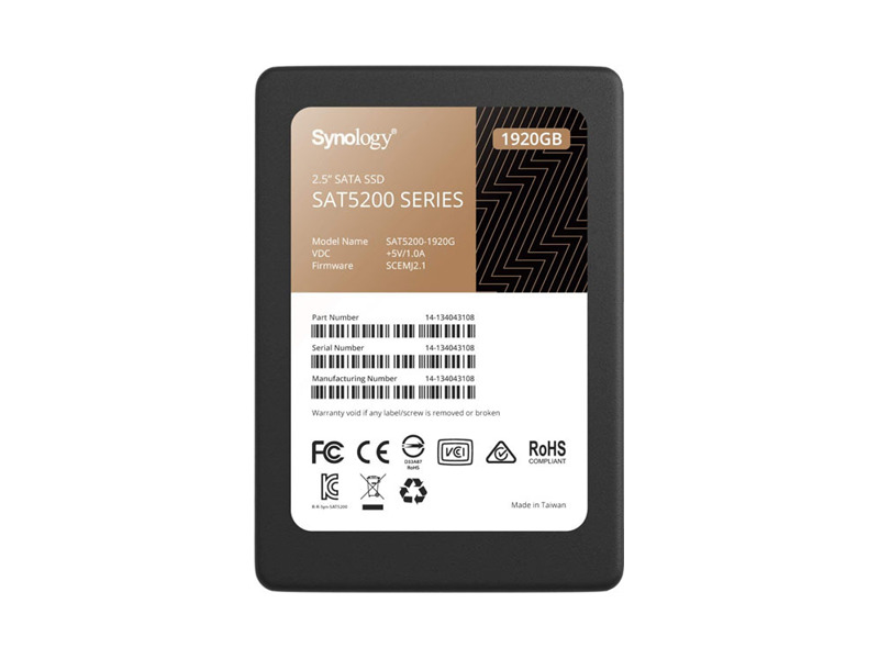 SAT5200-1920G  Synology SSD SAT5200 Series SATA 2, 5'' 1.92Tb, R530/ W500Mb/ s, IOPS 98K/ 60K, MTBF 1, 5M