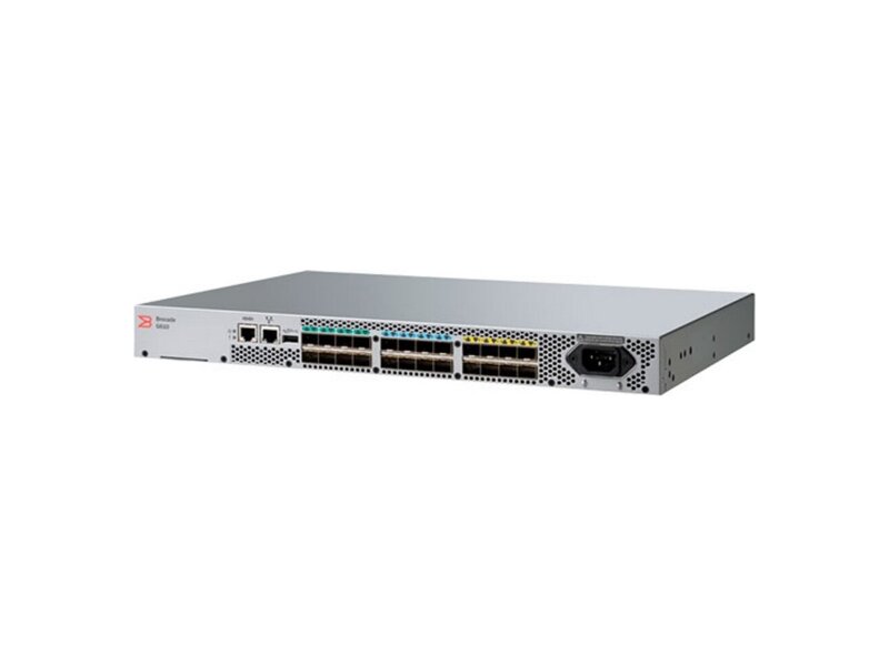 BR-G610-24-16G  Коммутатор Brocade G610S 24-port FC Switch, 24 ports licensed, 24x16Gb FC, Enterprise Bundle Lic (ISL Trunking, Fabric Vision, Extended Fabric), including 24x FC 16Gb SWL SFPs transceivers, 1 PS, Rail Kit, 1Yr