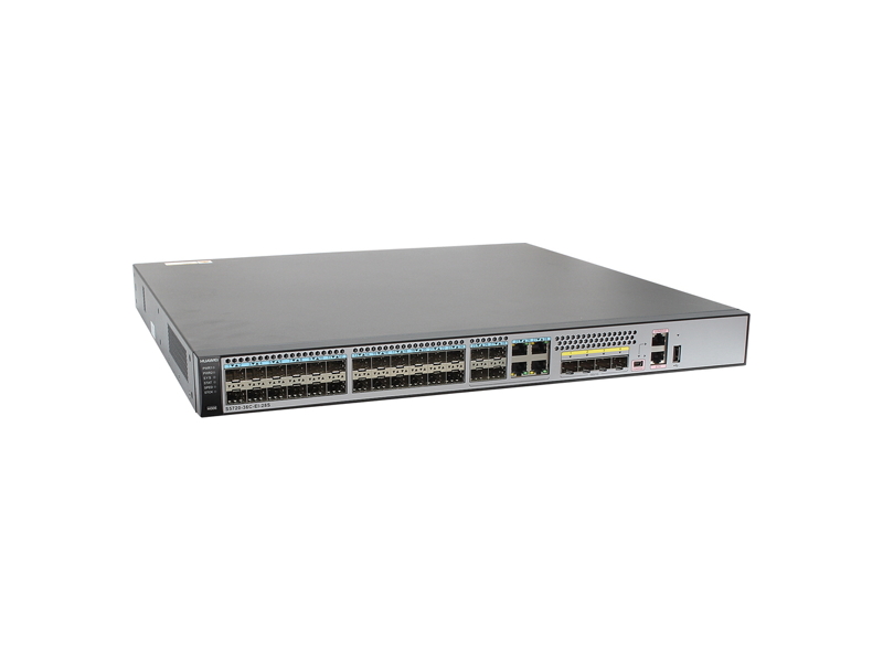 S5720-36C-EI-28S-AC  Коммутатор Huawei Layer 3, 28x 1Gb SFP (4 of which are dual-purpose 10/ 100/ 1000 ports), 4x 10Gb SFP+, One Extended Slot, PS 1x150W AC (up to 2), console port, USB, management port