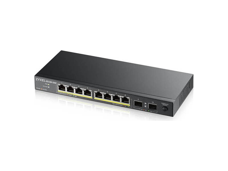 GS1100-10HP-EU0101F  Коммутатор Zyxel GS1100-10HP-EU0101F 10G 2SFP 8PoE 130W неуправляемый