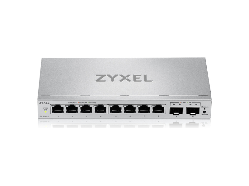 GS1200-10V3-EU0101F  Коммутатор ZYXEL Gigabit Switch Zyxel GS1200-10v3, 8xRJ-45: 1G, 2xSFP