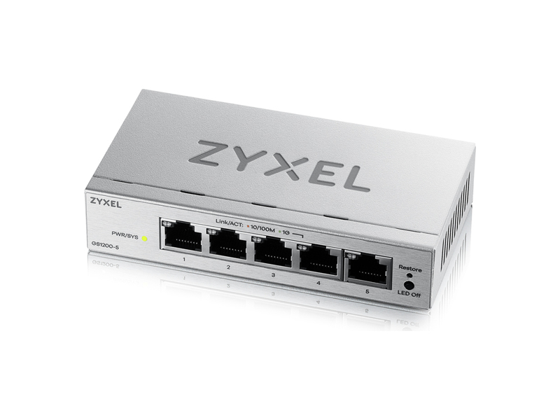 GS1200-5V3-EU0101F  Коммутатор ZYXEL Gigabit Switch Zyxel GS1200-5v3, 5xRJ-45 1G