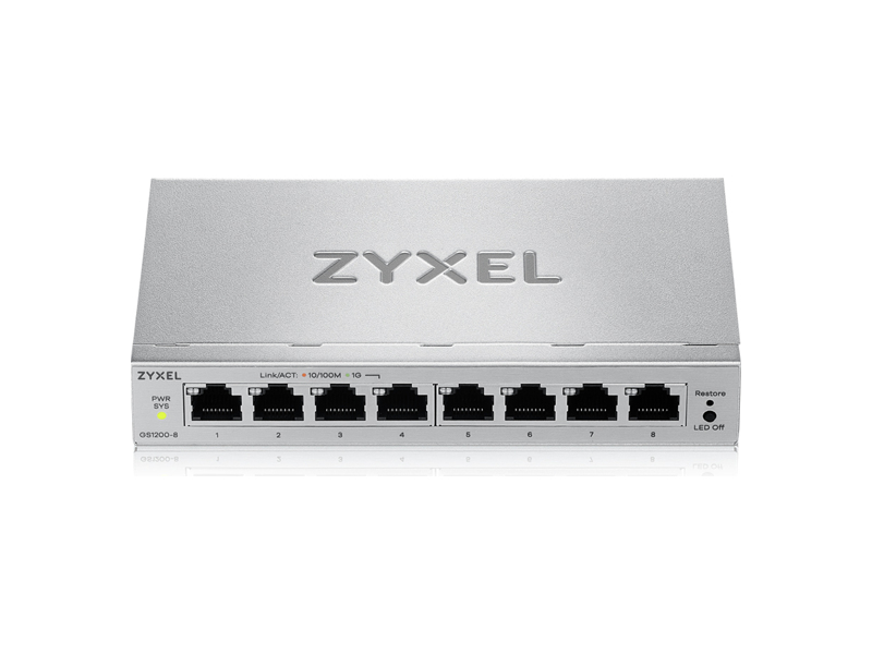 GS1200-8V3-EU0101F  Коммутатор ZYXEL Gigabit Switch Zyxel GS1200-8v3, 8xRJ-45 1G