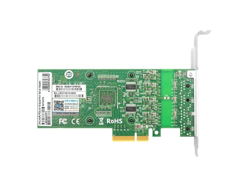 LRES2037PT  Сетевая карта LR-Link PCIe x4 1G Quad Port Copper Network Card in 2U Length, Intel i211 based 1
