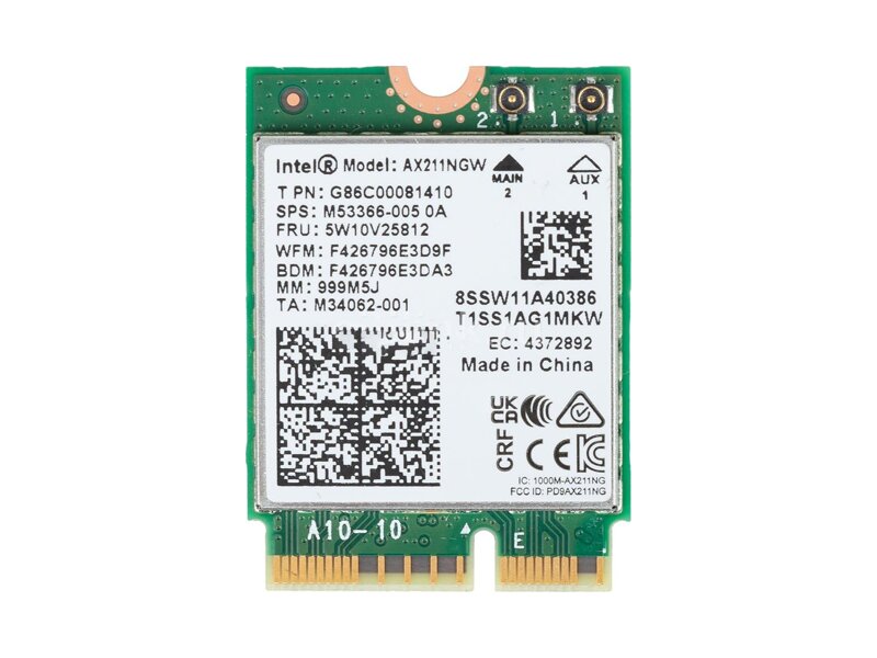 AX211.NGWG.NV  Сетевая карта Intel AX211.NGWG.NV 999M5J Wi-Fi 6E AX211 Gig+, 2230, 2x2 AX R2 6GHz, BT