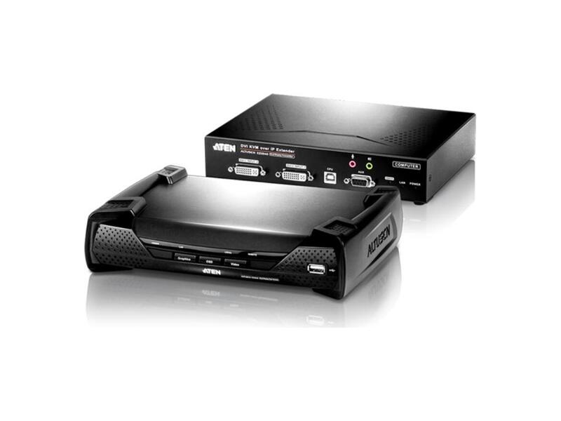 KE6940R-AX-G  Удлинитель ATEN/ receiver, KVM USB DVI-I+AUDIO+RS232, 100 метр. При прямом подкл/ неогранич.при подкл через switch, 1xUTP Cat5e, 2xDVI-I+4xUSB A-тип+2xMINI JACK+DB9, 8xF+M, без шнуров, Б.П.220> 5V
